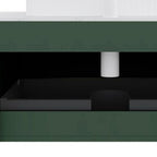 36" Green Wood Floating Bathroom Vanity With White Sink