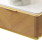 36" Brown Wood Floating Bathroom Vanity With White Sink