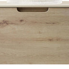 24" Brown Wood Floating Bathroom Vanity With White Sink