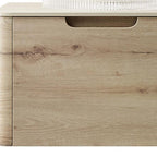 24" Brown Wood Floating Bathroom Vanity With White Sink