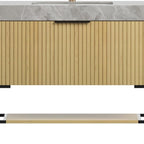 36" Brown Wood Freestanding Bathroom Vanity With White Sink