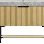 36" Brown Wood Freestanding Bathroom Vanity With White Sink