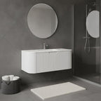 36" White Wood Floating Bathroom Vanity