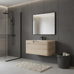 30" Brown Wood Floating Bathroom Vanity
