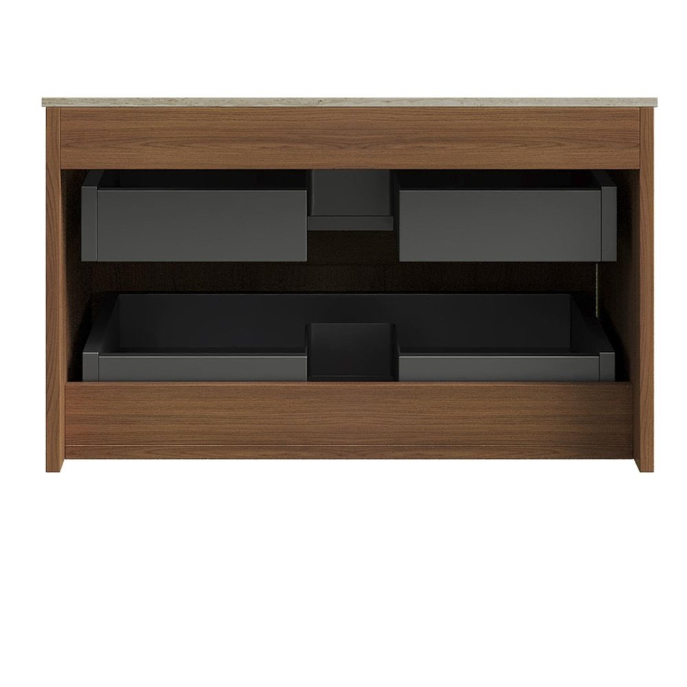30" Brown Wood Floating Bathroom Vanity And Two Drawers