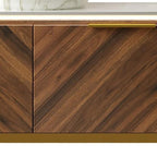 48" Brown Wood Floating Bathroom Vanity With White Sink And Two Drawers