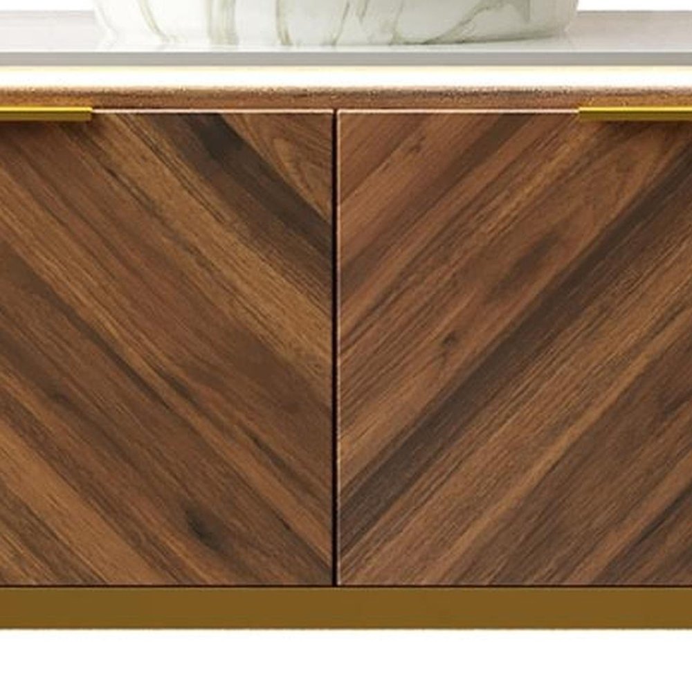 48" Brown Wood Floating Bathroom Vanity With White Sink And Two Drawers