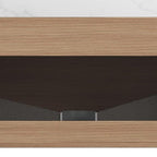 36" Brown Wood Floating Bathroom Vanity With White Sink
