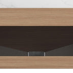 36" Brown Wood Floating Bathroom Vanity With White Sink