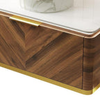 36" Brown Wood Floating Bathroom Vanity With White Sink