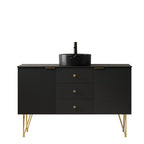 48" Black Wood Freestanding Three Door Bathroom Vanity With Sink And Two Drawers