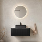 36" Black Wood Floating Bathroom Vanity With Sink