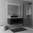 36" Black Wood Floating Bathroom Vanity With Sink