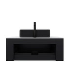 36" Black Wood Floating Bathroom Vanity With Sink