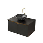 30" Black Wood Floating Double Door Bathroom Vanity