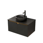 30" Black Wood Floating Double Door Bathroom Vanity
