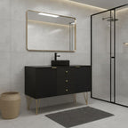 48" Black Wood Freestanding Three Door Bathroom Vanity With Sink And Two Drawers