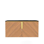 36" Brown Wood Floating Double Door Bathroom Vanity