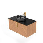 36" Brown Wood Floating Double Door Bathroom Vanity