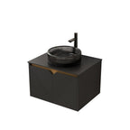 24" Black Wood Floating Double Door Bathroom Vanity