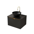 24" Black Wood Floating Double Door Bathroom Vanity