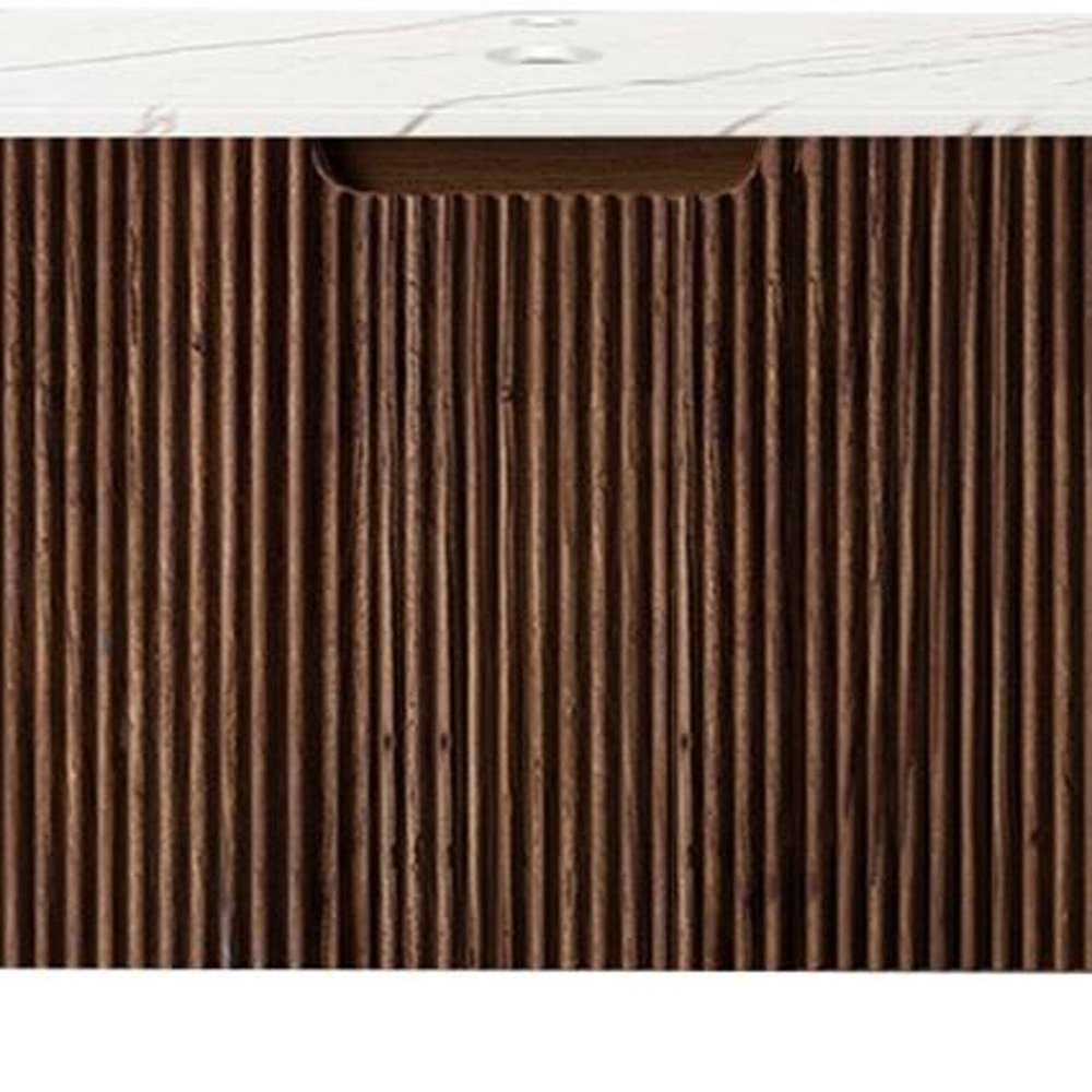 36" Brown Wood Floating Bathroom Vanity