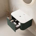 30" Green Wood Floating Bathroom Vanity