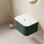24" Green Wood Floating Bathroom Vanity