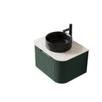 24" Green Wood Floating Bathroom Vanity With Black Sink