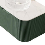 36" Green Wood Floating Bathroom Vanity With White Sink