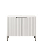 30" White Wood Freestanding Double Door Bathroom Vanity