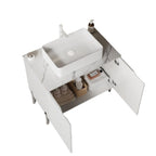 30" White Wood Freestanding Double Door Bathroom Vanity