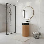 16" Brown Wood Freestanding Bathroom Vanity With Black Sink