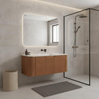 36" Brown Wood Floating Bathroom Vanity