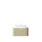30" Green Wood Floating Bathroom Vanity With White Sink