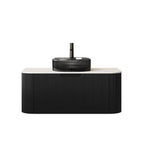 36" Black Wood Floating Bathroom Vanity With Sink