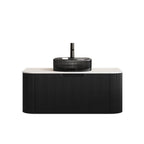 36" Black Wood Floating Bathroom Vanity With Sink