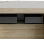 30" Brown Wood Floating Bathroom Vanity With White Sink
