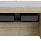 30" Brown Wood Floating Bathroom Vanity With White Sink