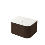 24" Brown Wood Floating Bathroom Vanity