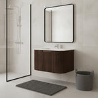 24" Brown Wood Floating Bathroom Vanity