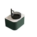 24" Green Wood Floating Bathroom Vanity With Black Sink