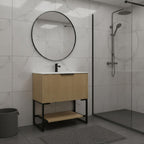 30" Brown Wood Freestanding Bathroom Vanity