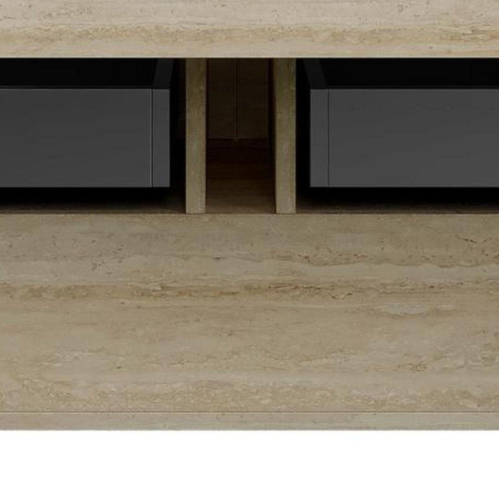 48" Brown Wood Floating Bathroom Vanity With White Sink And Two Drawers