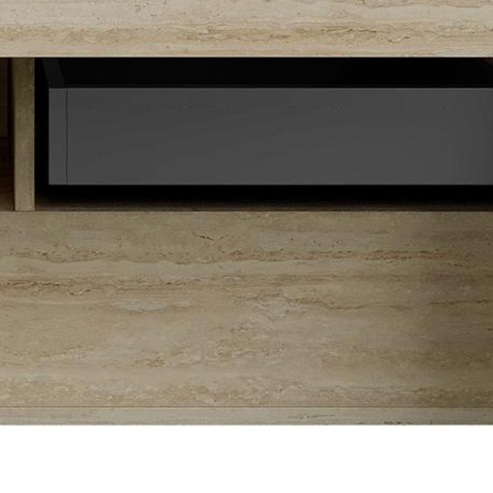 48" Brown Wood Floating Bathroom Vanity With White Sink And Two Drawers