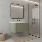 30" Green Wood Floating Bathroom Vanity