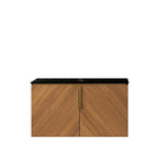 30" Brown Wood Floating Double Door Bathroom Vanity