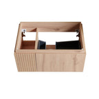 30" Brown Wood Floating Single Door Bathroom Vanity