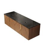 60" Brown Wood Floating Four Door Bathroom Vanity