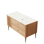 48" Brown Wood Freestanding Single Door Bathroom Vanity And Two Drawers